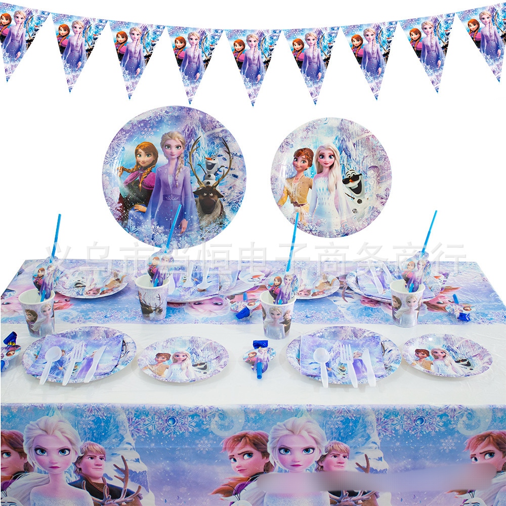 ست 9 تیکه تم تولد دخترانه طرح Frozen  کد 40794